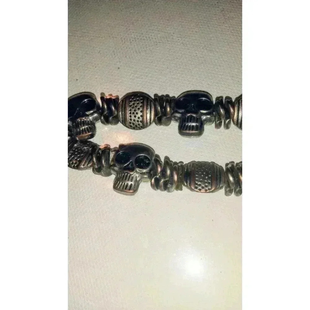 Silver and Bronze Color Skull Bracelet